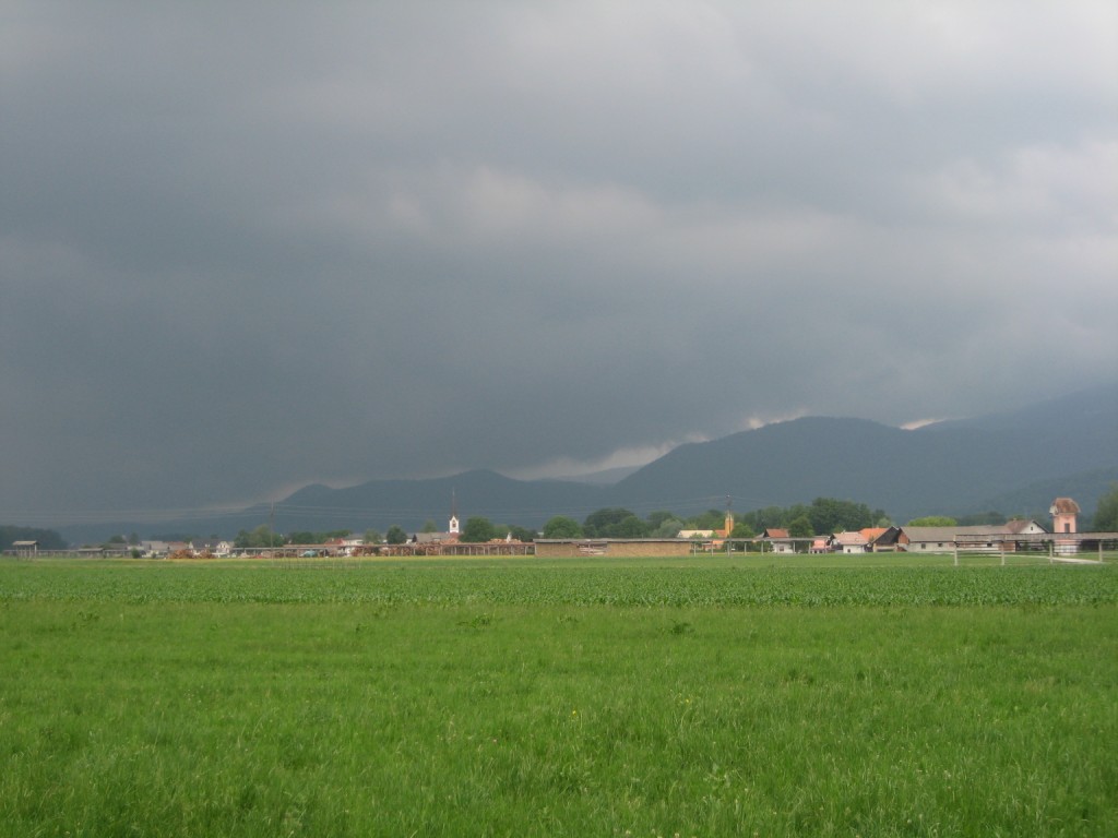 Storm clouds over mountains