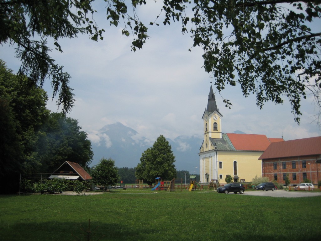 Church and mountains