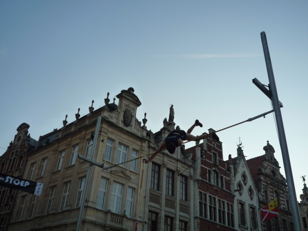 Pole vaulting in the main square