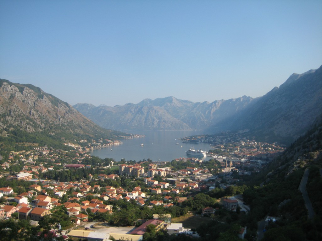 View of Kotor from partway up a mountain